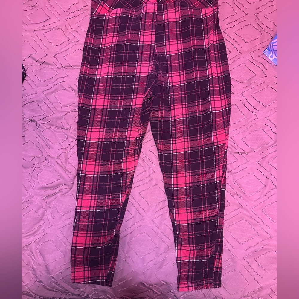 Torrid red plaid full length leggings